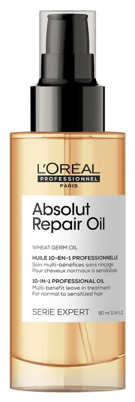 L'ORÉAL PROFESSIONNEL Absolut Repair 10-IN-1 olaj - Olajos textúrájú többfunkciós hajban maradó ápoló normál és igénybevett hajra (90 ml) L'ORÉAL PROFESSIONNEL Absolut Repair 10-IN-1 olaj - Olajos textúrájú többfunkciós hajban maradó ápoló normál és igénybevett hajra (90 ml)