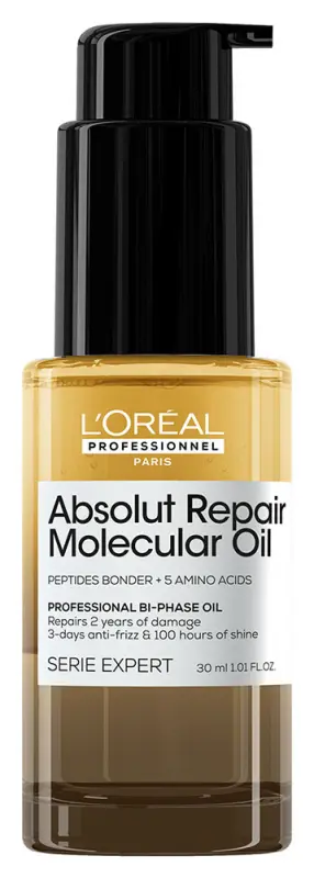 L'ORÉAL PROFESSIONNEL Absolut Repair Molecular Kétfázisú olaj 30 ml L'ORÉAL PROFESSIONNEL Absolut Repair Molecular Kétfázisú olaj 30 ml