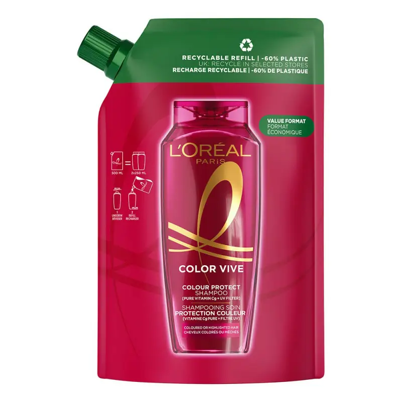 L'ORÉAL PARIS Elseve Color Vive színvédő ápoló sampon utántöltő 500 ml