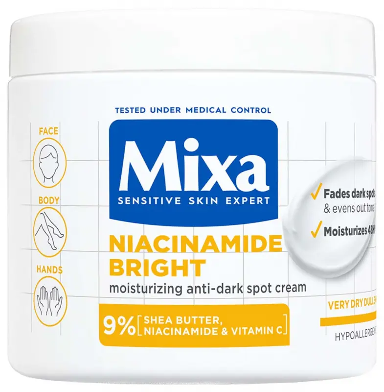 MIXA Niacinamide Bright Hidratáló krém sötét foltok ellen 400 ml