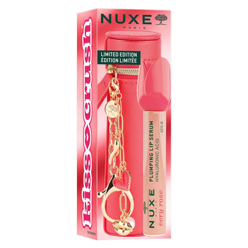 NUXE Very Rose Dúsító ajakápoló szérum Kiss Crush kulcstartóval 8 ml NUXE Very Rose Dúsító ajakápoló szérum Kiss Crush kulcstartóval 8 ml