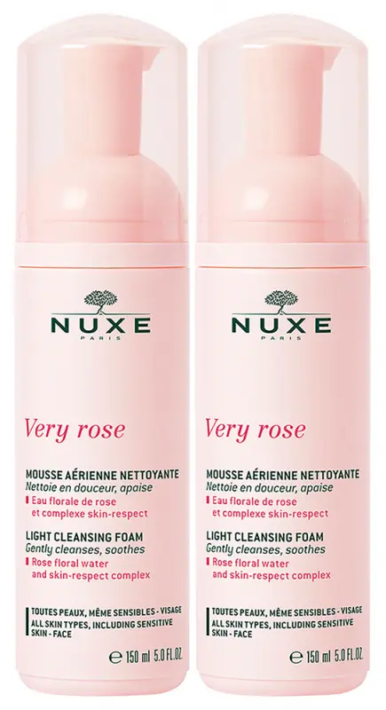 NUXE Very Rose Könnyű arctisztító hab DUOPACK 2x150 ml NUXE Very Rose Könnyű arctisztító hab DUOPACK 2x150 ml