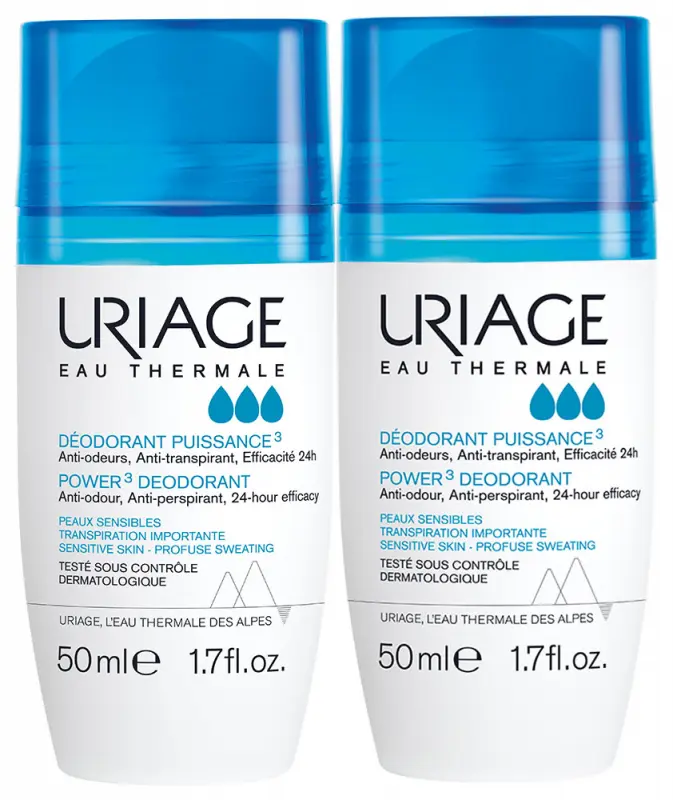 Uriage DEO Intenzív izzadásgátló golyós dezodor DUOPACK 2x50 ml Uriage DEO Intenzív izzadásgátló golyós dezodor DUOPACK 2x50 ml
