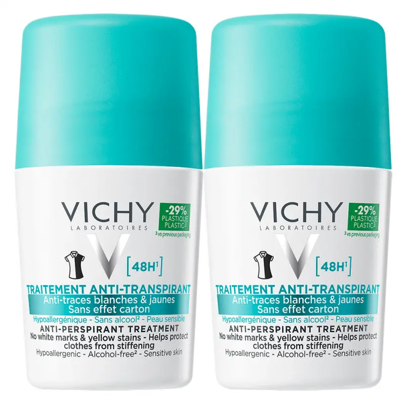 VICHY Izzadságszabályozó golyós dezodor intenzív hatással, foltmentes DUOPACK 2x50 ml VICHY Izzadságszabályozó golyós dezodor intenzív hatással, foltmentes DUOPACK 2x50 ml