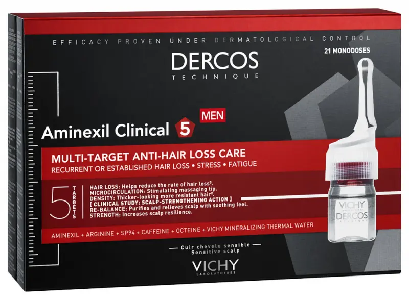 VICHY Dercos Aminexil Clinical 5 Hajhullás elleni ampulla férfiaknak 21 ampulla VICHY Dercos Aminexil Clinical 5 Hajhullás elleni ampulla férfiaknak 21 ampulla