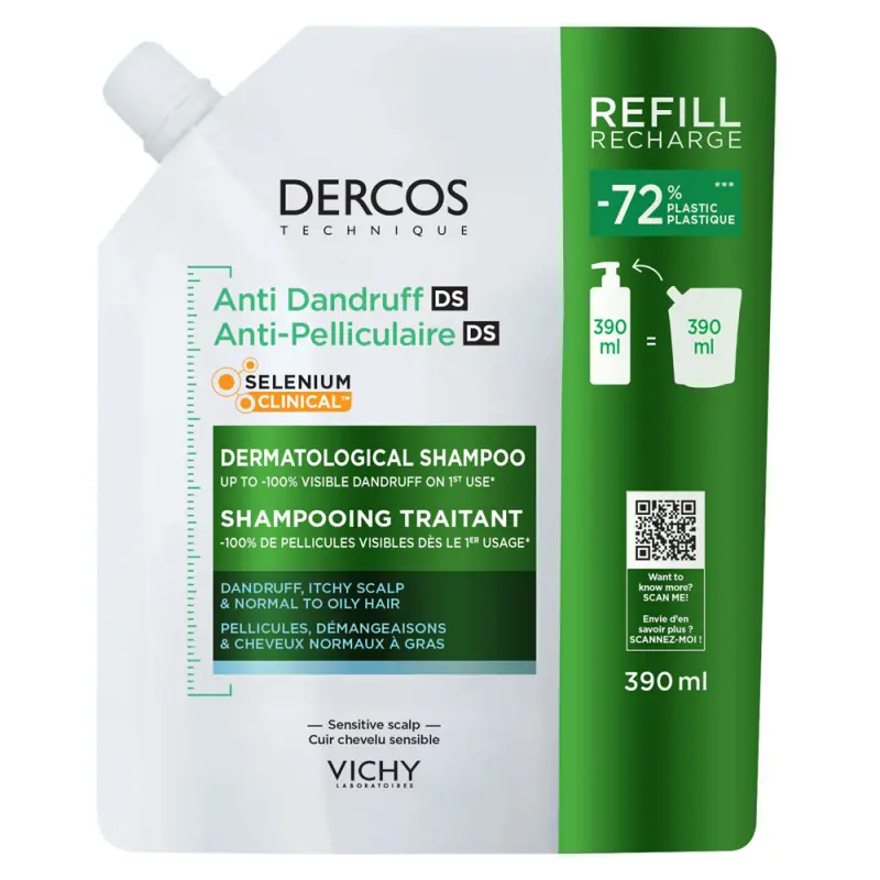 VICHY Dercos Korpásodás elleni sampon normál és zsíros hajra utántöltő 390 ml VICHY Dercos Korpásodás elleni sampon normál és zsíros hajra utántöltő 390 ml
